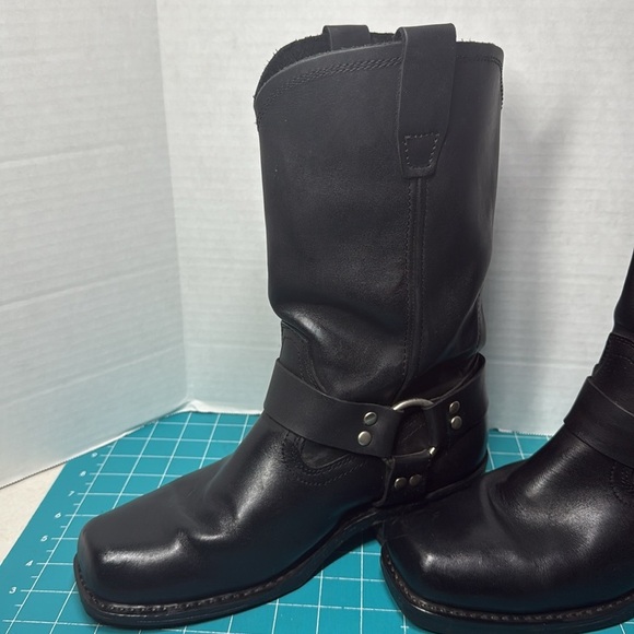 Cody James Moto Biker Riding Square Toe Harness Black Leather Boots Size 8.5 - Picture 6 of 14
